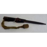 WW2 German army officer's long dress knife with scabbard, leather frog & portepee sword knot,