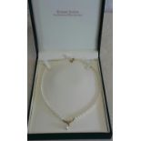 Ernest Jones pearl and diamond, set in a 9ct gold necklace with 9ct gold clasp