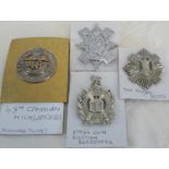 48th Canadian highlanders plate, Scottish regiment New Zealand badge, Kings own Scottish Borders