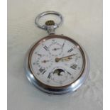 An Acier Garanti early 20th century continental pocket watch with four subsidiary dials, including