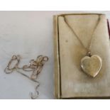 9ct gold chain with 9ct back and front locket together with scrap gold chain