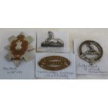 Black watch badge, black watch bonnet badge, Transvaal Scottish volunteer badge & Sutherland