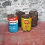 4 Vintage oil cans, BP, Shell, Gunk & Hotts