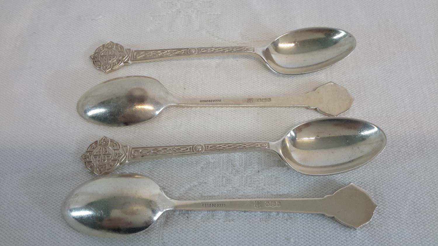 4 Sheffield silver Celtic design spoons by Cooper Brothers & Sons, dated 1960