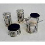 5 piece Birmingham silver condiment set by Adie Brothers Ltd, dated 1927