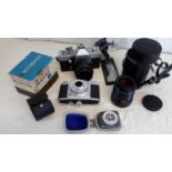 Praktica & Agfa Apotar cameras with 2 Carl Zeiss Jena DDR lenses