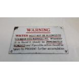 Vintage enamel warning sign, 13 x 22cm