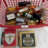 A small crate of whisky miniatures etc