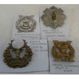 Capetown Highlanders helmet plate, 2 Gordon highlanders Indian/Egypt badge & Gordon highlanders