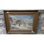 A Davidson Watercolour of an outer village scene, Dated 1878, Fitted in a gilt frame 60x81cm