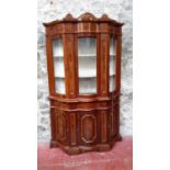 A large Italian inlaid display cabinet with keys, 208cm in height