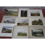 A collection of 9 various watercolours depicting various country & sea scenes, Unknown artists