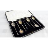 A set of 6 Birmingham silver spoons & tongs by William Sucking Ltd, dated 1927