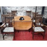 1940's/50's drop end dining table with 6 chairs & 2 carvers