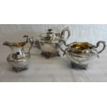 A 3 piece early Victorian Edinburgh silver tea service by James Howden & Co, dated 1837