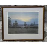 A limited edition print of 2 horses & a fox 134/850, frame size 54x66cm.