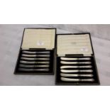 2 boxed sets of 6 silver handled butter knives