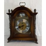 Tempus Fugite 3 hole mantle clock with key. 43cm in height.