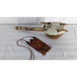 African musical instrument & leather purse