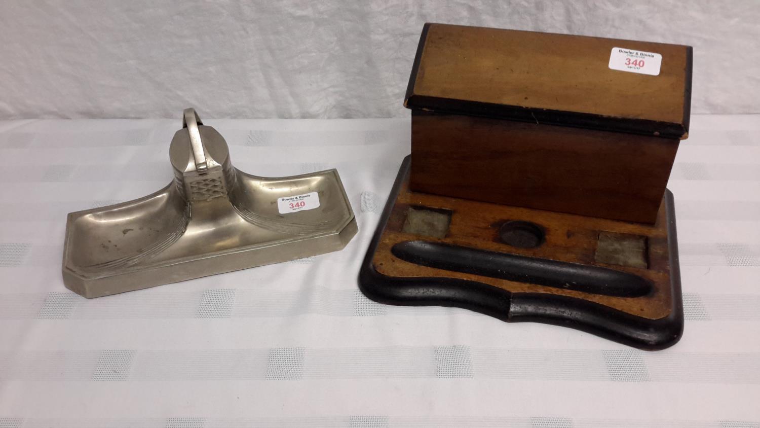 2 antique inkwell stands