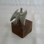 London silver eagle figure on a wooden block by Gerrard & Co Ltd