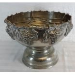 A large silver plated punch bowl, 36cm in diameter