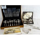 The Viners 34 piece cutlery set, 6 spoons, tongs & 2 mother of pearl handled cutlery items