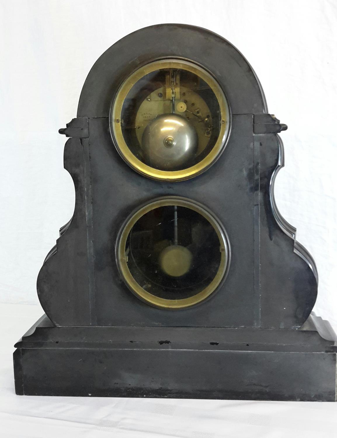 A 19th Century black marble clock, the movement stamped D.G.& Cie Paris 3419, with a striking - Image 2 of 4