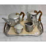 Picquot 4 piece tea service on matching tray