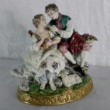 A large Meissen couple figure. 23cm in height