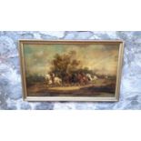 Alexis De Leeuw 1800's oil on canvas, Horse scene 74x125cm, frame size 85x135cm