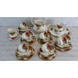 39 Piece Royal Albert Old country roses tea set with tea pot (missing its lid)