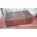 Vintage travel trunk with fitted shelf