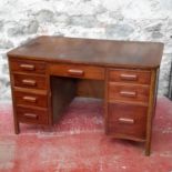 1950's knee hole desk with 8 fitted drawers