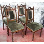 4 Victorian chairs with green upholstery & pull out table