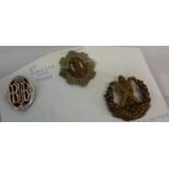 Silver queens Edinburgh rifle badge, Royal Scots badge & Cameron highlands badge