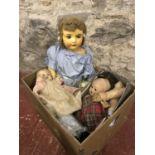 A box of vintage dolls to include Dee an Cee Canada doll