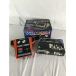 3 Vintage hand-held console games, 2 have boxes.