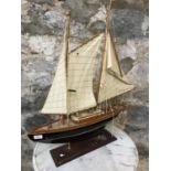 Large sailing yacht model on stand
