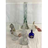 Strathearn glass lamp base together with 6 perfume bottles & atomizers