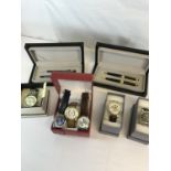 4 Various new men's watches boxed, Mg watch & 1 other , Together with 2 new pen sets