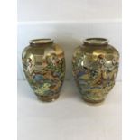 A large pair of Japanese Satsuma vases, 30cm in height.