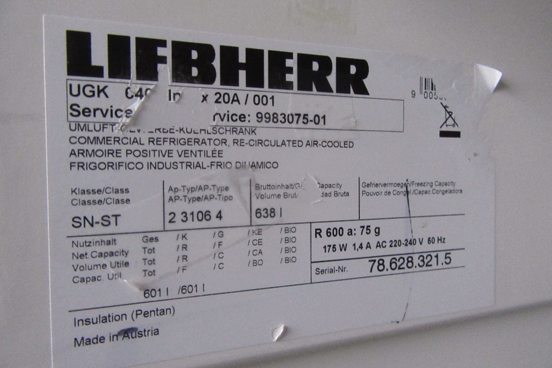 Liebherr Gastro 231064 Upright Refrigerator - Image 4 of 4