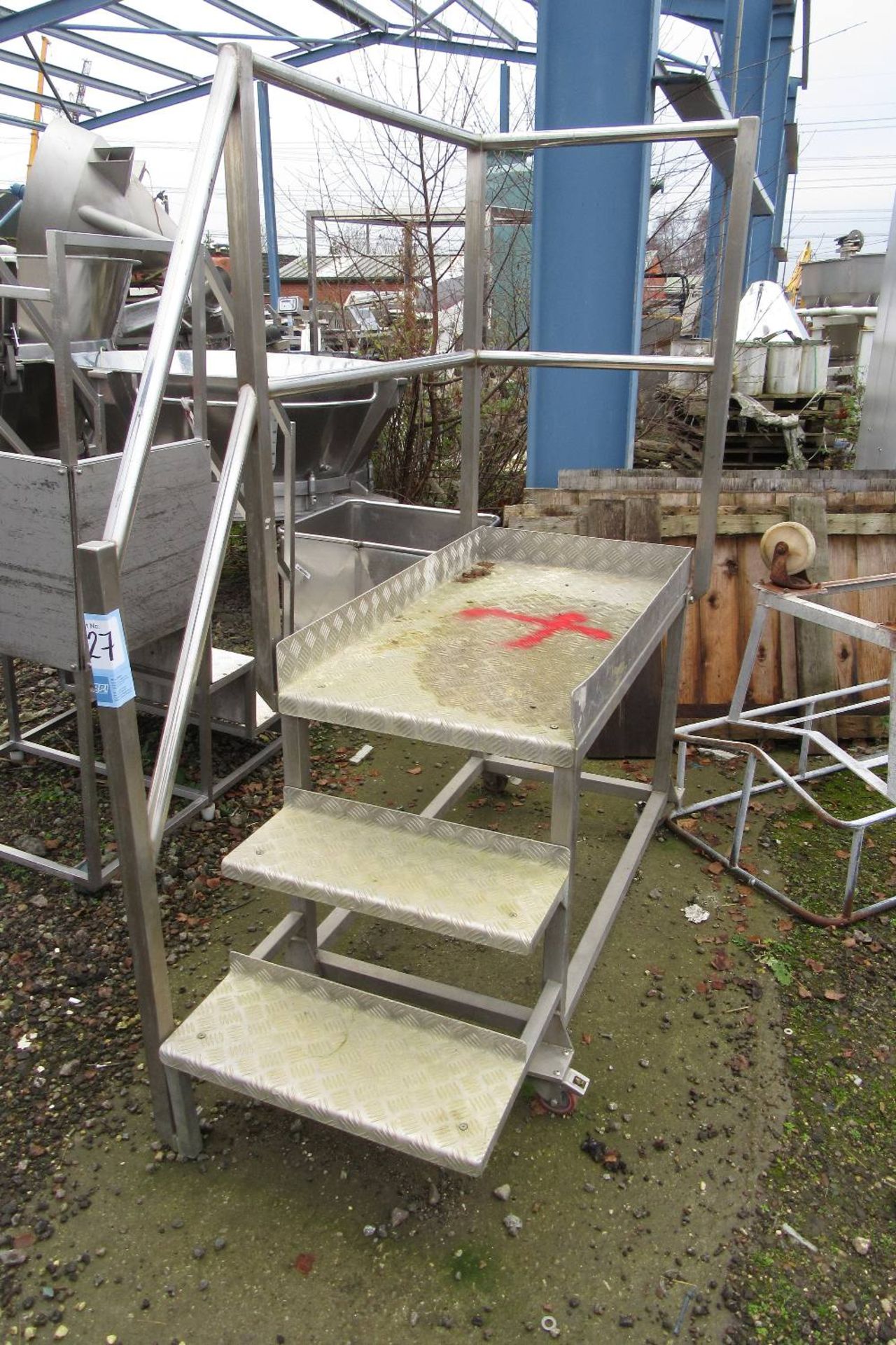 Mobile Stainless Steel 3 Rise Platform c/w Handrail