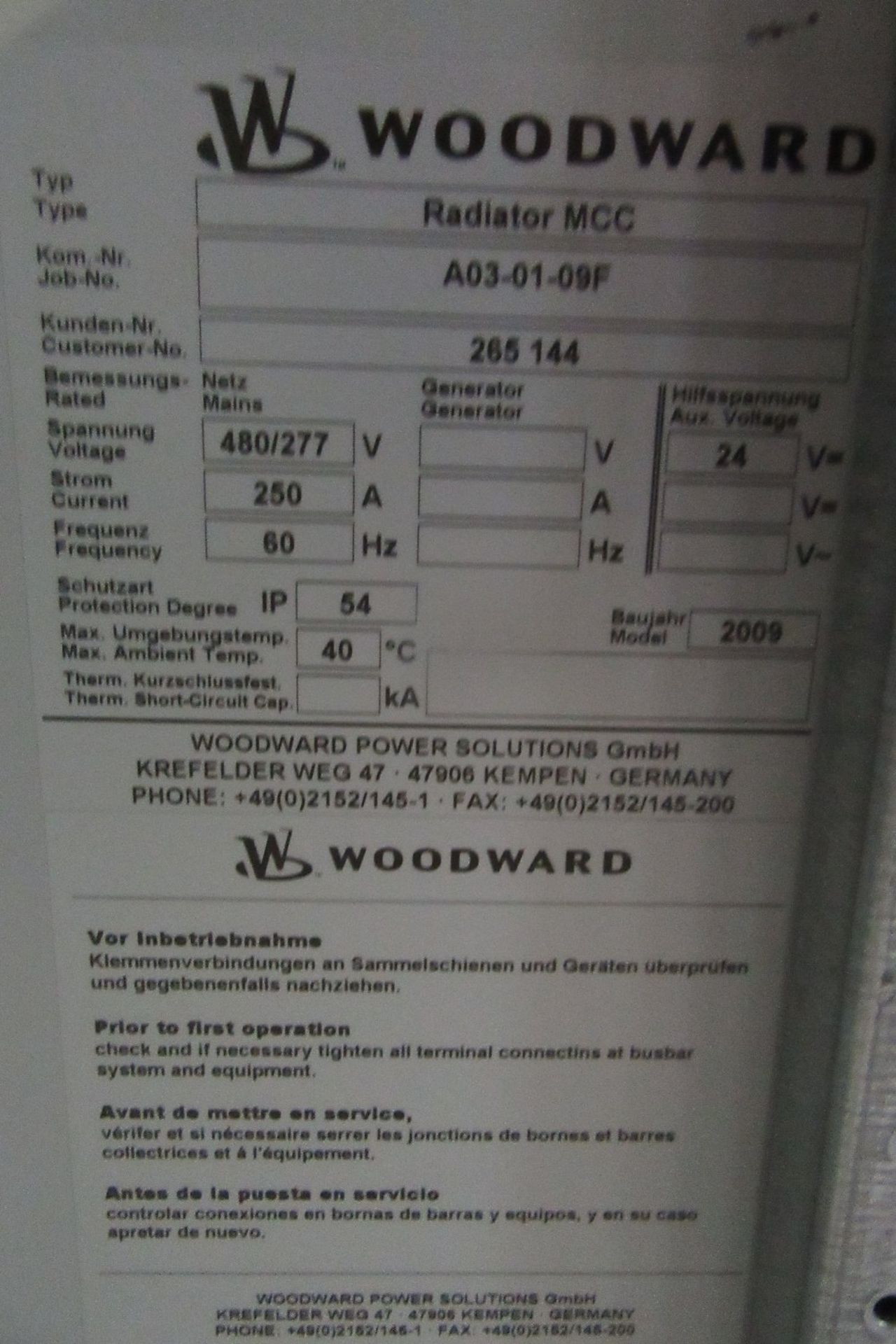 Woodward Power Solutions Radiator / Engine MCC Control Cabinets inc: Merlin Gerin Compact NS630N, Me - Image 6 of 18