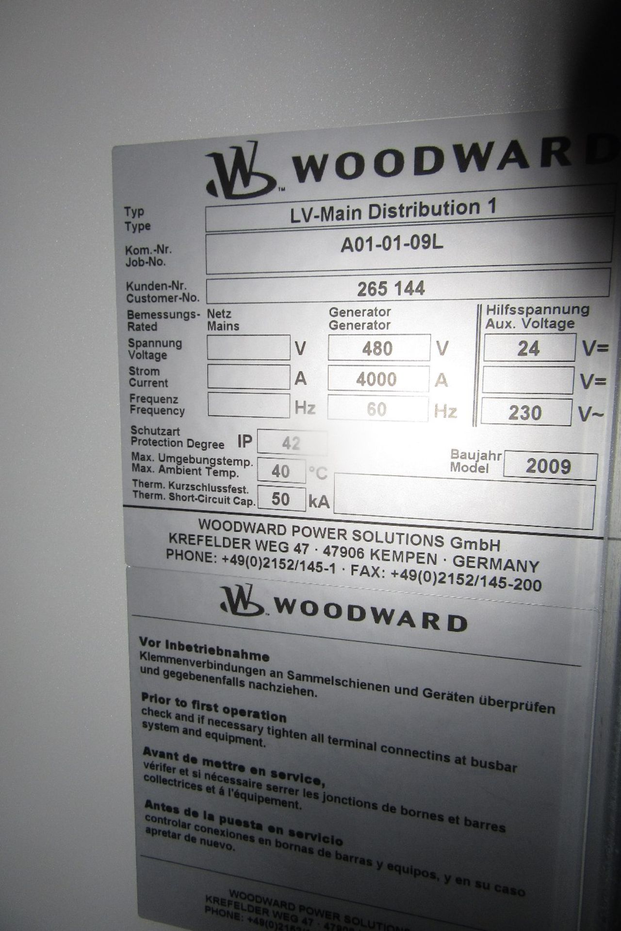 Woodward Power Solutions Feeder Engine / Station Transformer Control Cabinet inc: Merlin Gerin Compa - Bild 13 aus 16