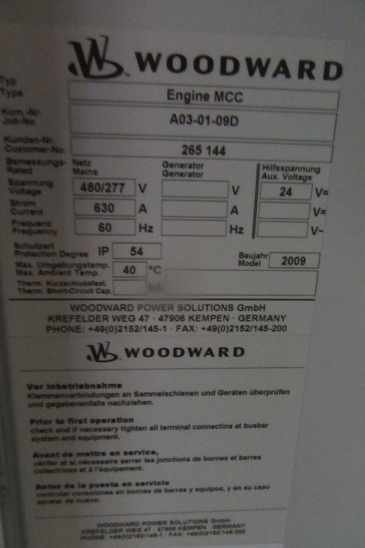 Woodward Power Solutions Radiator / Engine MCC Control Cabinets inc: Merlin Gerin Compact NS630N, Me - Bild 17 aus 18