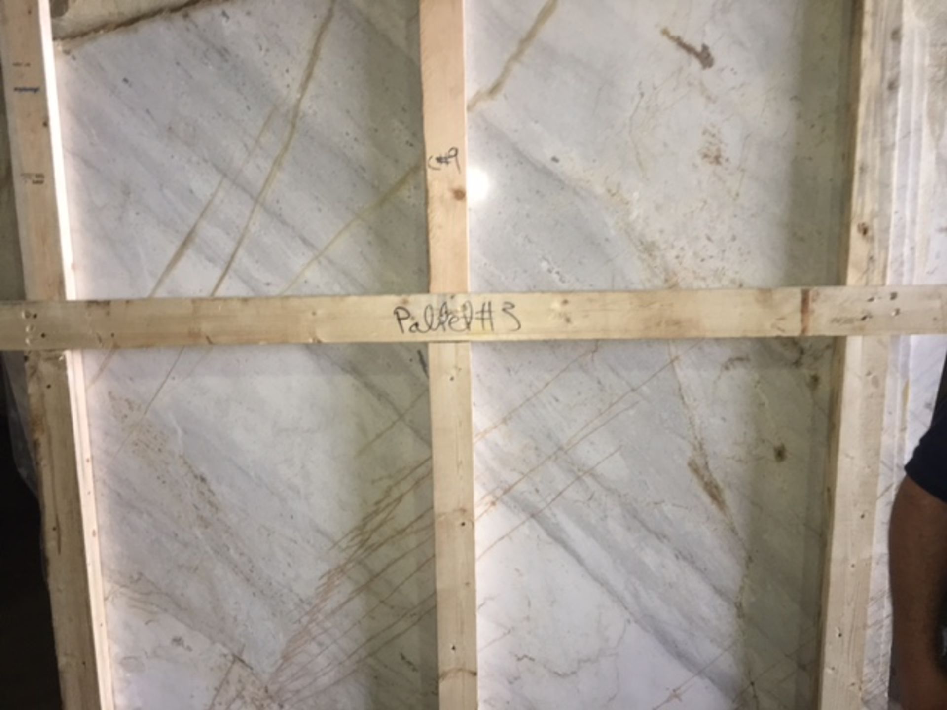 Pallet Load of 11 Milan White Marble Slabs 139 x 227 x 2cm - Image 2 of 4