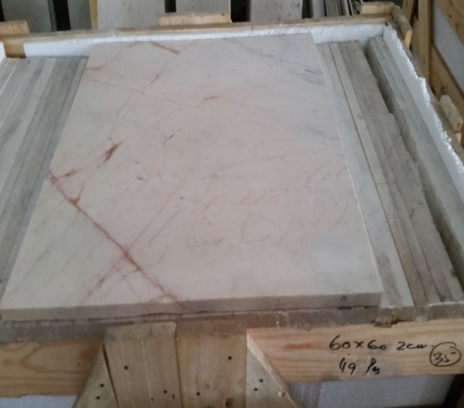 Quantity of 49 Rosa Marble Slabs 60cmx60cmx2 cm