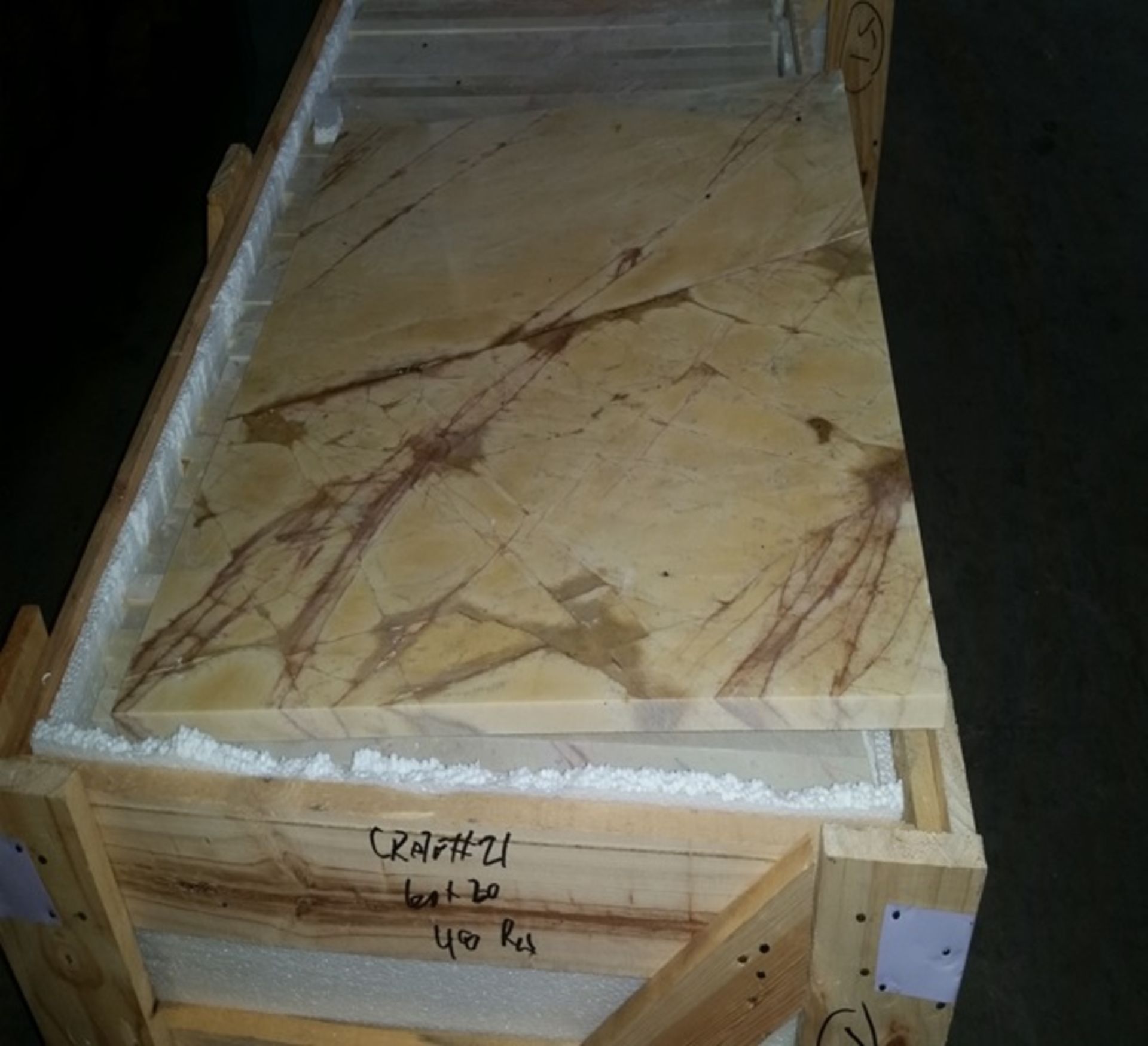 Quantity of 48 Yellow Marble Slabs30cmx60cmx2 cm